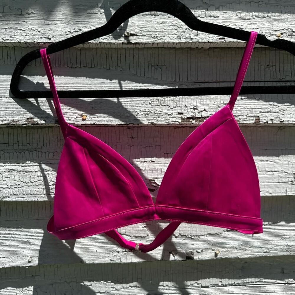 Barbie Hot Pink‎ Satin Triangle Bra/Bikini Top Sz S